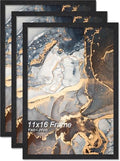 Fxojyvo 11x16 Picture Frame Set of 3 Black Engineered Wood Wall Hanging by Fxojyvo