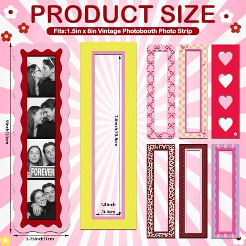 Tellegloww 8 Pcs Magnetic Photo Booth Strip Frame, Retro, 1.5 x 8 in - Image 2