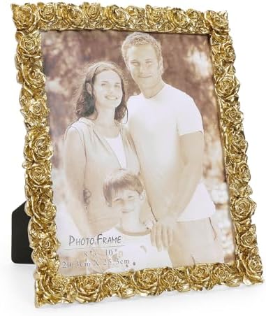 Cuspin 8x10 Picture Frame Gold Rose Vintage Ornate Floral Resin Frame by Cuspin