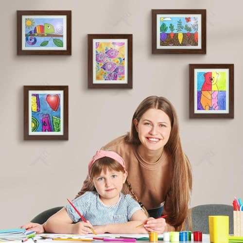 2 Pack 8.5x11 Front-Opening Kids Artwork Frames Changeable (Walnut) - Image 4