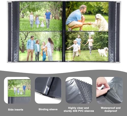 Photo Album 4x6 with 200 Pockets, Slip-in Picture Albums, Linen Cover Memory Book with Front Window, Black Page Vertical Photo Book for Wedding, Family, Anniversary, Baby, Vacation(White) - Image 3