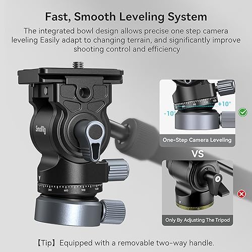 SmallRig CT190 72" Pro Video Camera Tripod with Leveling Base - Image 6
