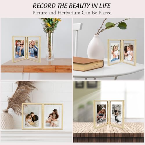 Golden State Art 6x8 Double Picture Frame with Real Glass, Light Gold - Image 4