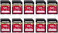 GIGASTONE 128GB SD Card 10-Pack, Camera Plus, UHS-I V30 U3 SDXC Memory Card High Speed UHD Video Speed up to 100MB/s, Compatible with Digital Camera, with 10 Mini Cases by Gigastone