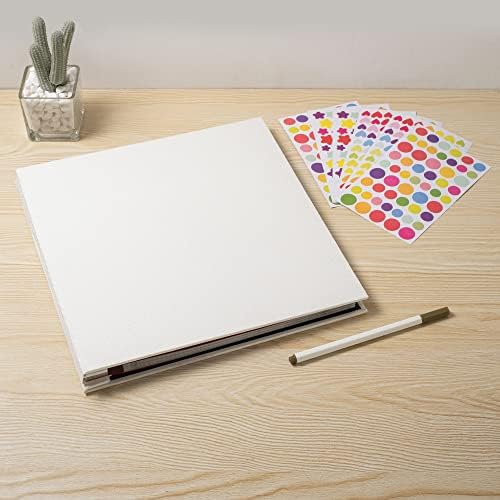 Large Photo Album Self Adhesive 4x6 8x10 10x12 13"x12.6" Scrapbook Album 12.6"x11" Inch 60 Black Sticky Pages Linen Cover Magnetic Photo Album with A Metallic Pen and DIY Stickers(White) - Image 6