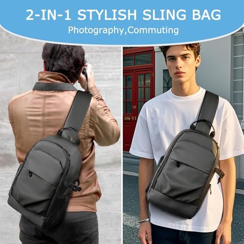 TAAOKA Camera Sling Bag for Photographer– Waterproof Crossbody Camera Bag with Fast Access Pockets, Thick Shockproof Photography Backpack with Tripod Holder, DSLR camera bag for Nikon/Sony/Canon - Image 6