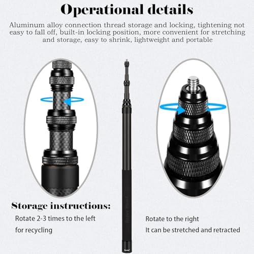 17-118"/3.0m Carbon Fiber Invisible Selfie Stick 9.8ft Extended Super Long Pole for Insta360 X6/X5/X4 Insta 360 X3 ONE X2, ONE R, ONE X, ONE GO 3S 3 2 Gopro Max Action Camera Accessories - Image 2