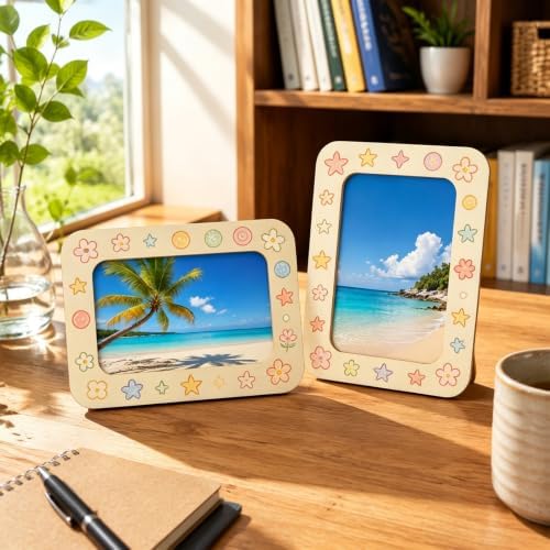 VOKOY 10 Pack Wooden Picture Frames for Crafts, DIY Wood Craft Picture Frames Bulk for 4" x 6" Photos,Unfinished Standing Photo Frames DIY Crafts Wood Decorate for Birthday Party Gifts - Image 6