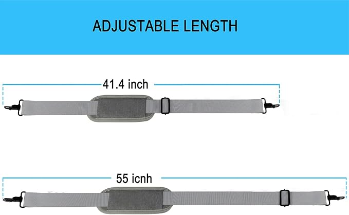 Shoulder Strap, Durable 55" Universal Replacement Laptop Shoulder Strap, Adjustable Comfortable Belt with Metal Hooks for Briefcase, Computer Messenger Bag, Laptop Case Luggage/Duffel/Camera, (Grey) - Image 6