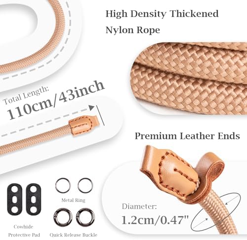 VOVMOEYA Nylon Braided Camera Rope Strap, Camera Neck Shoulder Strap with O-Ring for DSLR & Mirrorless Camera - Khaki - Image 2