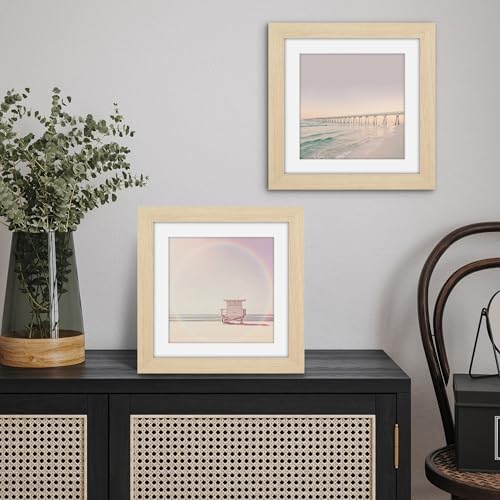 Americanflat 10x10 Picture Frame - Matted to 8x8 - Natural Oak - Image 4