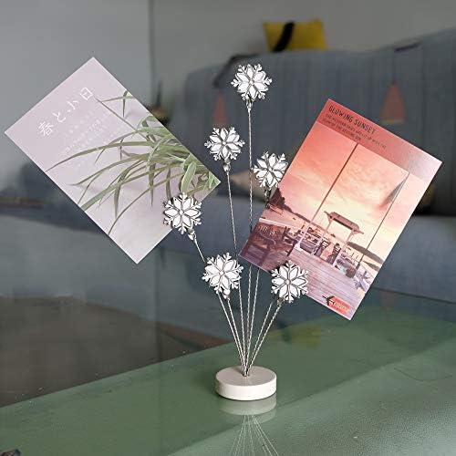 8-Branch Family Tree Picture Frame Holder, Card Photo Clips Holder Desk Stand for Memo Paper Note Photo Christmas Wedding Card Display (White Snowflake) - Image 3