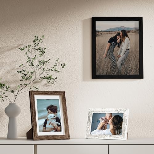 Vittanly 10 Pack Gallery Wall Frame Set, Black, Brown, Distressed White - Image 4