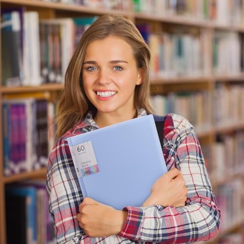 2Pcs Binder with Plastic Sleeves，A4 Art Portfolio Display 120 Pages, Portfolio Folder for Certificate Binder Organizer - Image 6