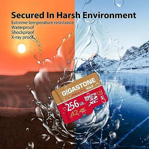 【5-Years Data Recovery】 GIGASTONE 256GB Micro SD Card, 4K Camera Pro MAX, Compatible with Gopro, Dash Cam, DJI, Drone, Security Camera, Speed Up to 170MB/s, UHS-I A2 4K U3 C10, with Adapter - Image 7