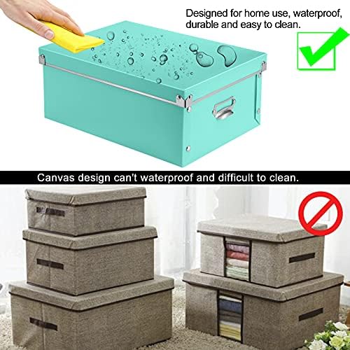 SEEKIND Storage Bins with lids, Water-Proof Storage Box Sets with Handles,Multiple Sizes Foldable Plastic Storage Organizer for Clothes,Cosmetic,Photos(Cyan) … - Image 4