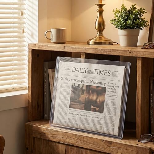 Klmnop 4 Pack Hard Newspaper Toploader Holders, 13" x 11" Rigid PVC Plastic Protector Sleeves, 4.5mm Thick Clear Loaders for Newspapers, Magazines, Comics, Photos - Image 5