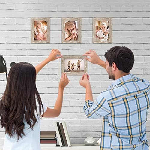 Giftgarden 12 Pack 3.5x5 Picture Frame Distressed White Beige, Rustic 3.5 by 5 Photo Frames Bulk for Desktop Display or Wall Mount - Image 4