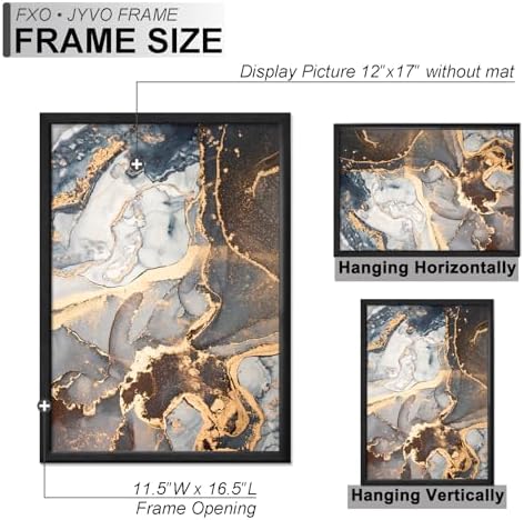 Fxojyvo 12x17 Picture Frame Set of 2 Black Engineered Wood Wall Hanging - Image 4