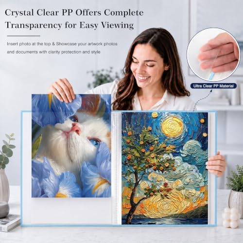 Aevdor 11x14 Photo Album and Art Portfolio, 64 Photos, Linen Cover, Blue - Image 5