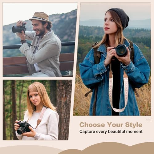 Universal Camera Strap - Camera Neck Strap, Adjustable Shoulder Straps Compatible with Canon, Fujifilm, Nikon, Olympus, Panasonic and other SLR and mirrorless cameras - Purple and Black Geo - Image 3
