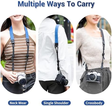 Minimalist Denim lifestyle Camera Shoulder Neck Strap with Quick Release for Most Mirrorless Cameras Canon EOS R50 R10 Fujifilm X-T30 III XT-50 Nikon Z5 Z50 II Z fc Zf, Adjustable Comfortable Strap - Image 4
