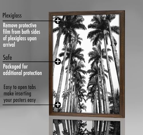Americanflat 22x28 Poster Frame - Mahogany Engineered Wood with Polished Plexiglass - Wide Picture Frame for Vertical or Horizontal Wall Display - Epic Collection - Mahogany - Image 3