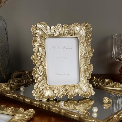 Cuspin 3.5x5 Picture Frame Small Gold Frames, Vintage Palm Leaves Textured - Image 6