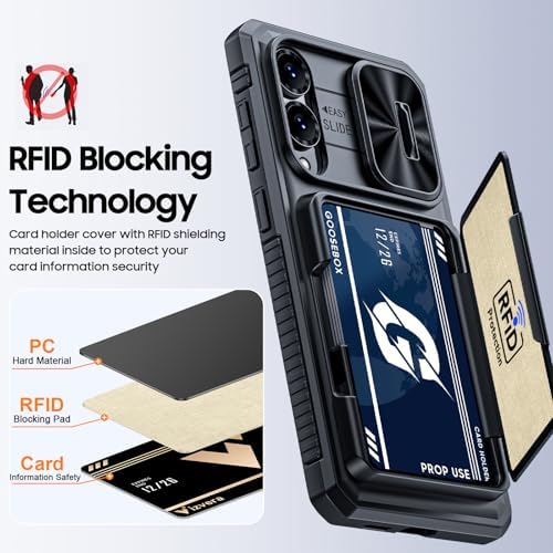 GooseBox for Samsung Galaxy S25 Edge Case Wallet with RFID [Cards Holder][Camera Cover][Edge Raised] Full Body Shockproof Silicone Protective Phone Case for Galaxy S25 Edge 2025 (Black) - Image 5