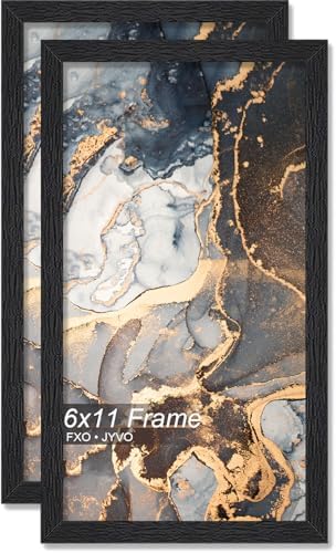 6x11 Picture Frame Set of 2 Black Engineered Wood Tabletop/Wall Hanging by Fxojyvo