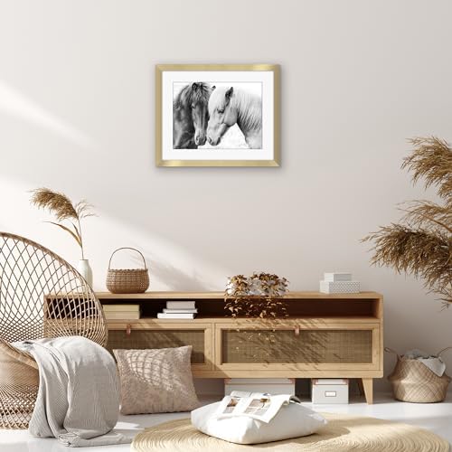Americanflat 16x20 Poster Frame - Matted to 12x16 - Engineered Wood - Gold - Image 6