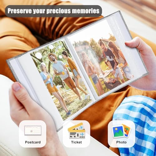 Photo Album 4x6 100 Pockets, Linen Cover Top Loader Vertical, Slip-in Picture Grey Pockets Albums for Wedding, Family, Anniversary, Baby, Vacation - Image 4