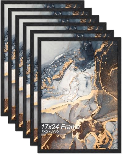 Fxojyvo 17x24 Picture Frame Set of 6 Black Engineered Wood Wall Hanging by Fxojyvo