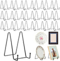 Acrux7 20 Pack Plate Stands for Display 6 Inch Easel Stand, Black Metal Photo Picture Stands, Small Plate Holders Display Stand for Displaying Decorative Plates, Platter, Book, Photo Easel (Black) by WelcometoAcrux7