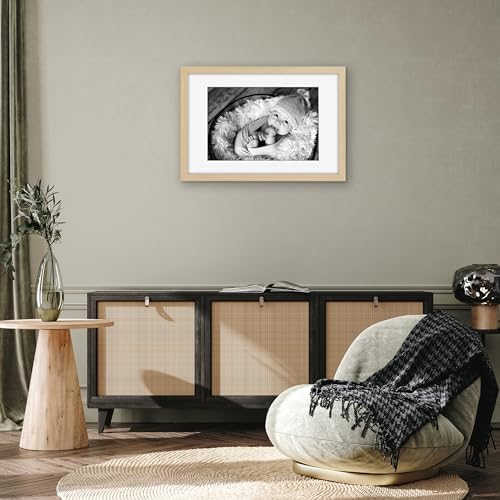 Americanflat 16x24 Poster Frame - Matted to 12x18 - Natural Oak - Image 6