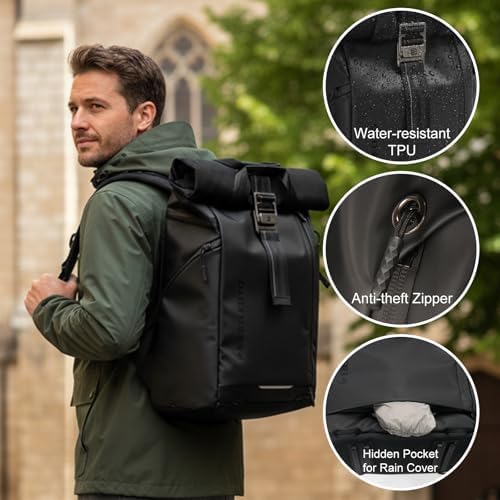 Besnfoto Waterproof Camera Backpack Rolltop Laptop Bag for DSLR Mirrorless - Image 3