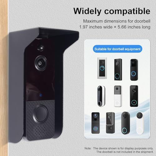 Metal Doorbell Cover Weatherproof, Doorbell Rain Cover, Anti Glare Sun Shade, Compatible for Blink/Ring Pro2/Arlo/Wyze/Google Nest/Reolink Video Doorbell - Image 2