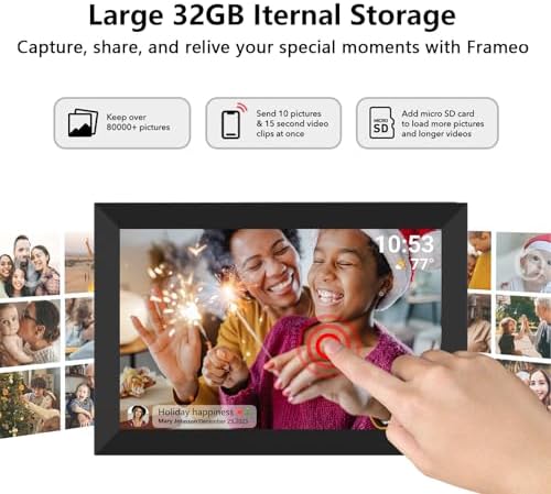 32GB FRAMEO 10.1 Inch Smart WiFi Digital Photo Frame 1280x800 IPS LCD Touch Screen, Auto-Rotate Portrait and Landscape, Built in 32GB Memory, Share Moments Instantly via Frameo App from Anywhere - Image 6