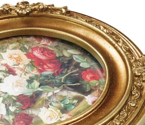 Cuspin Vintage Picture Frame 4x4 Gold Frame, Ornate Round Resin Frame - Image 6