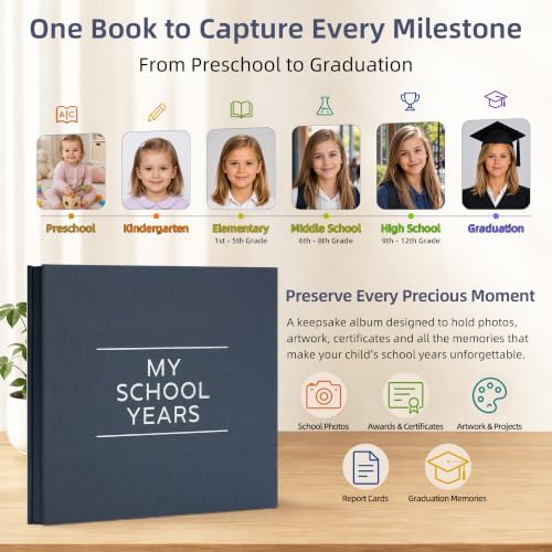 Large School Photo Album, 12 x 12 In, 60 Self-Adhesive Pages, Gray Blue - Image 3