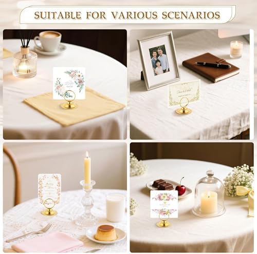 Urban Deco 16 PK Table Card Holder Place Card Holders Steel Card Holders for Photos, Food Signs, Memo Notes, Weddings, Restaurants, Birthday（Gold） - Image 4