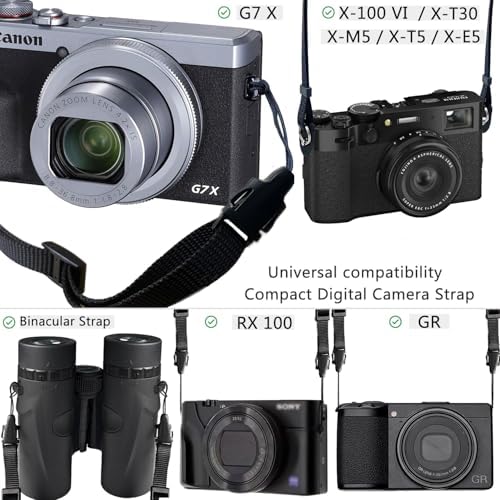 Camera Neck Strap Thin,Binocular Strap with Neoprene Padding,Camera Lanyard,Digital Mirrorless Camera Strap for Photographers,Washable,Black,58 Inch - Image 4