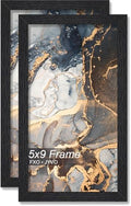 5x9 Picture Frame Set of 2 Black Engineered Wood Tabletop/Wall Hanging by Fxojyvo