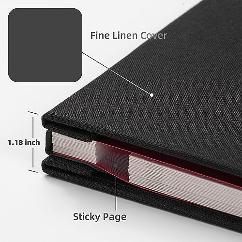 HoneyTolly Large Photo Album Self Adhesive, DIY Scrapbook Album for 4x6 8x10 Pictures, 40 Pages Linen Cover Memory Book, Ideal Gift for Family Travel Wedding Baby Christmas Anniversary(Black) - Image 5