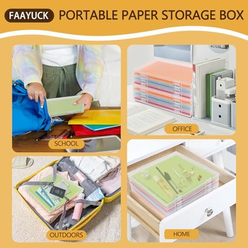 12x12 Inch Scrapbook Paper Storage, 4 Pack Plastic Paper Storage Box with Colorful Tab, Clear Stackable Paper Organizer for Paper, File, Photo, Craft Supply, Puzzle, Office Supply, Vinyl Sheet - Image 7
