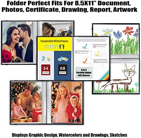 Aevdor 2 Pack 8.5x11 Photo Albums, Holds 136 Photos, Art Portfolio, Black - Image 3