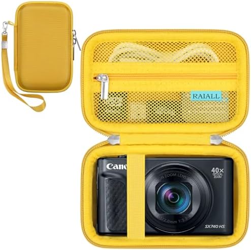 RAIALL Camera Case for Canon PowerShot SX740 HS/ SX730 HS/ SX720 HS/ SX620 HS Digital Camera, 4K Video Camera Hard Carrying Case Protective Travel Bag, Mesh Pocket for Batteries and USB Cable, Yellow by RAIALL
