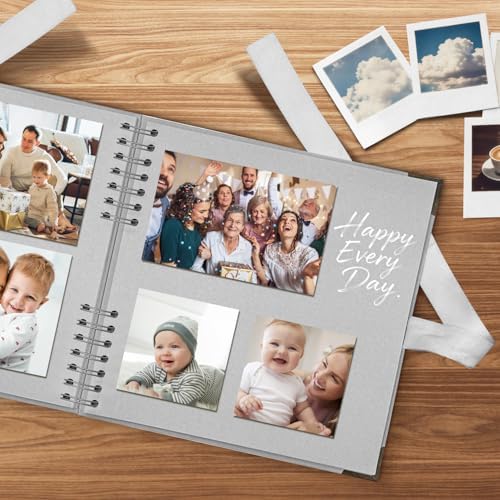 10x10 Inch Grey DIY Scrapbook Album,Hardcover Memory Book,80 Pages (40 Sheets) Kraft Photo Album for 4x6 / 5x7 Pictures, Perfect for Wedding, Family, Anniversary, Christmas & Travel Memories - Image 3
