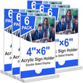 Acrylic Sign Holder 4x6 Vertical Plastic Signs Acrylic Frame Display Signs Table Stand Bulk 6 Pack by Unknown