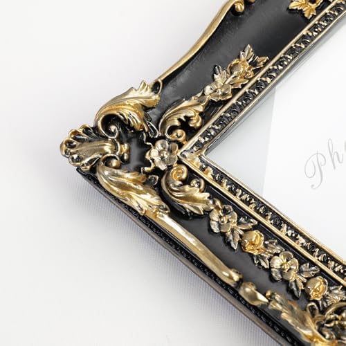 Cuspin 5x7 Black and Gold Picture Frame Vintage Baroque Ornate Resin Frame - Image 2